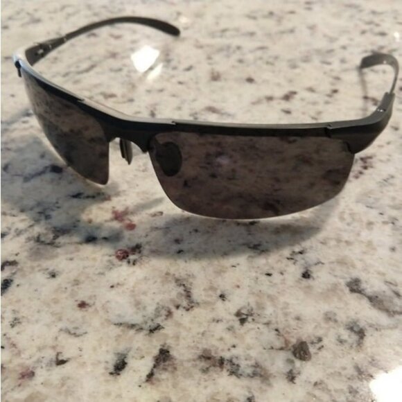 Mens Polarized Sunglasses UV-Protection: Carbon Fiber Sport Black Shades - Picture 1 of 1